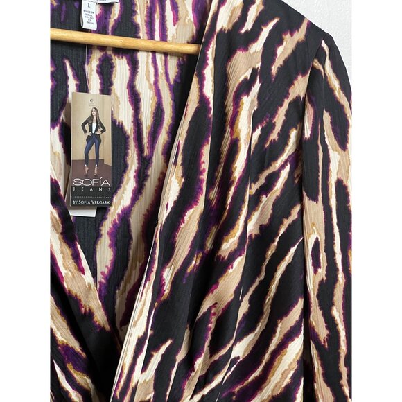 Sofia Jeans by Sofia Vergara Multi-colored Drape Knot Top NWT LARGE - Picture 9 of 16